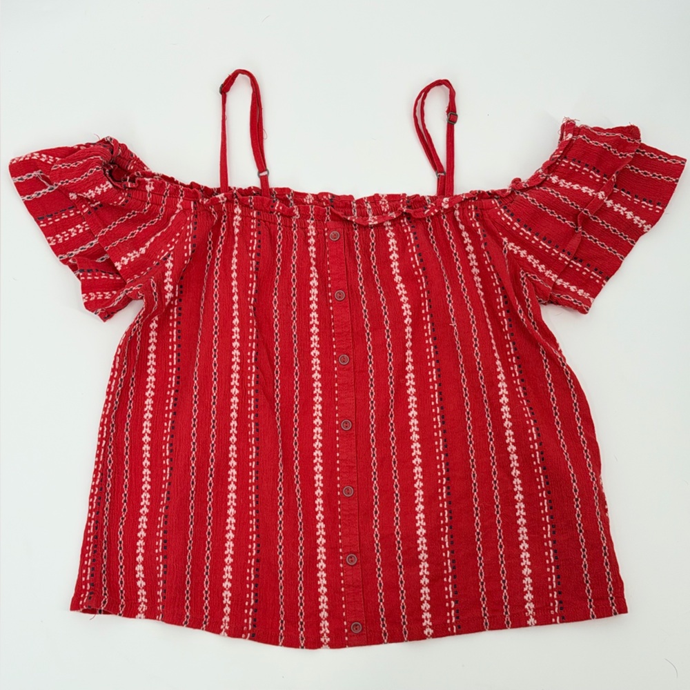 Superdry Red and White Striped Crop Top